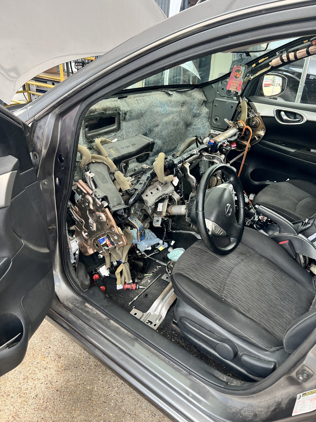 Dashboard removed for A/C and electrical work